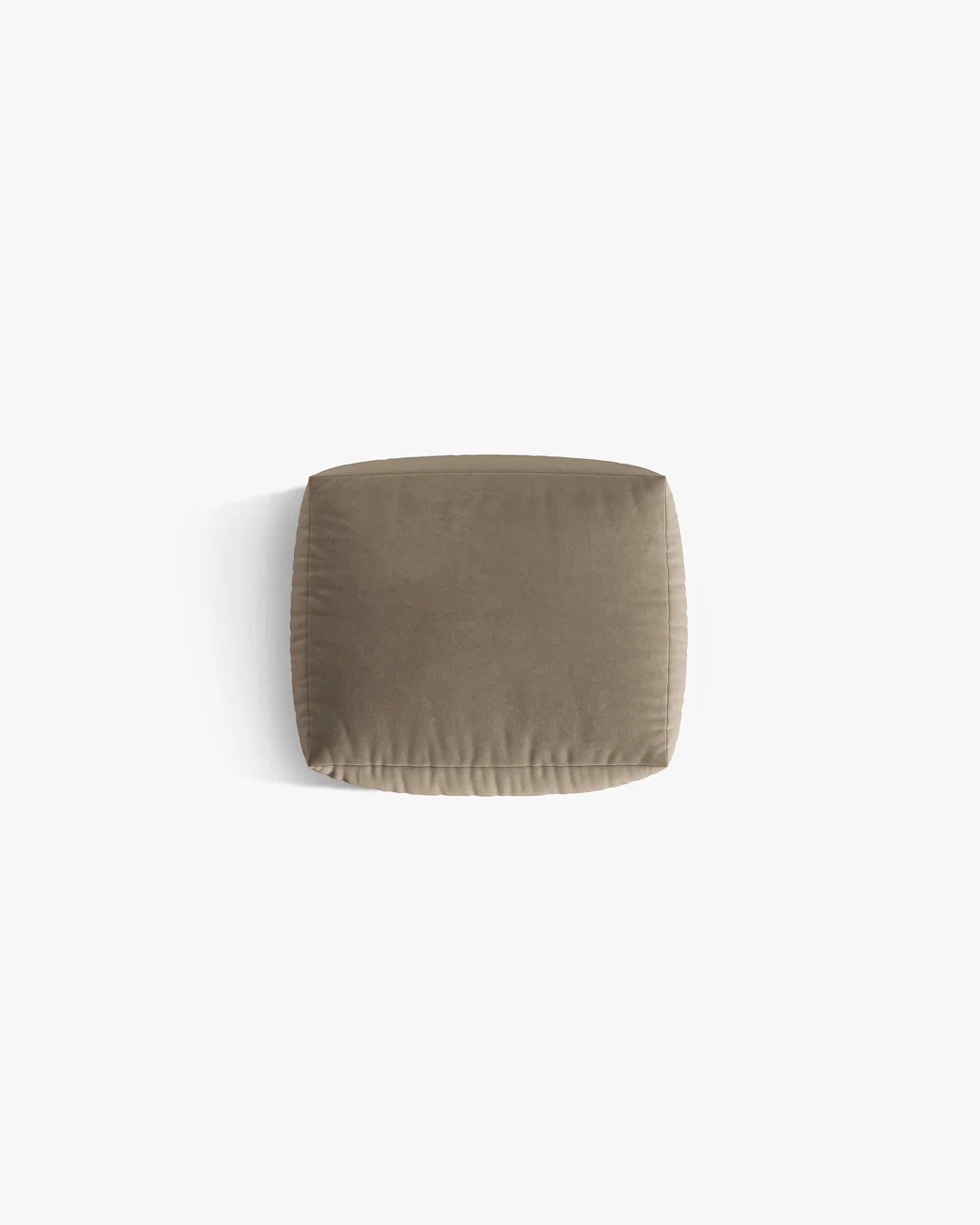 PolsterOase Sofa – BONO Pouf in Samt, 100 x 85 cm, Hellbraun – Perspektivische Ansicht