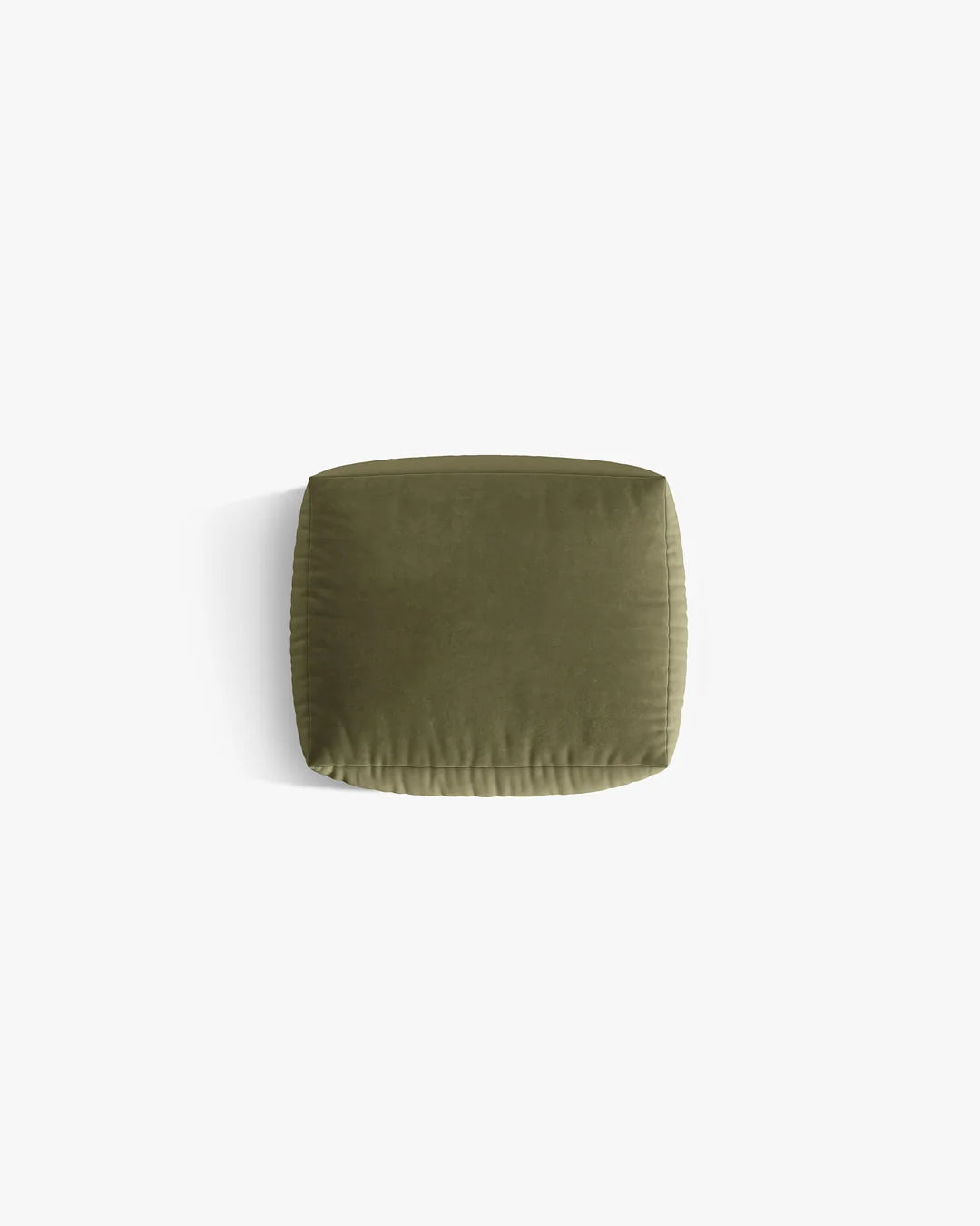PolsterOase Sofa – BONO Pouf in Samt, 100 x 85 cm, Hellgrün – Perspektivische Ansicht