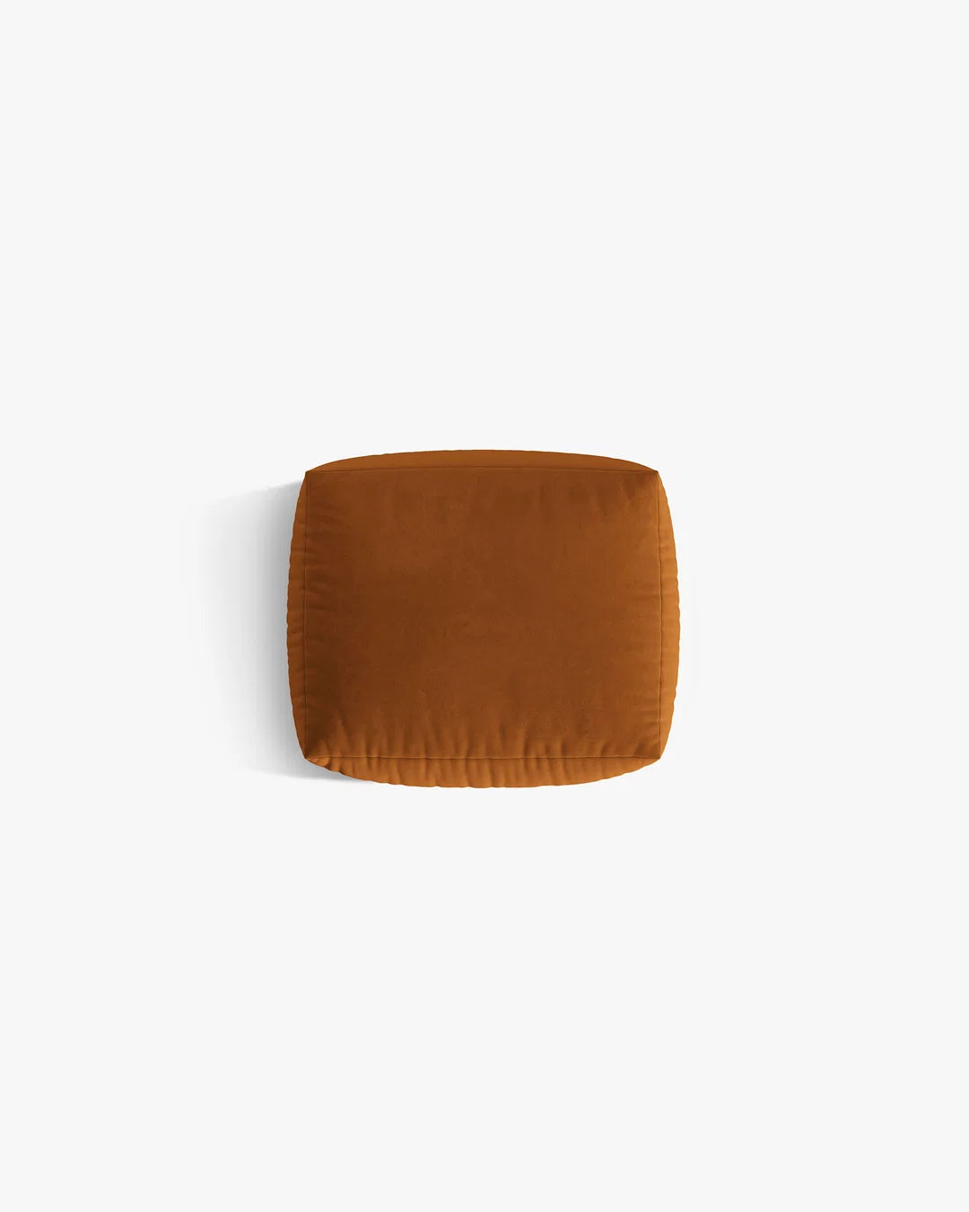 PolsterOase Sofa – BONO Pouf in Samt, 100 x 85 cm, Terracotta – Perspektivische Ansicht