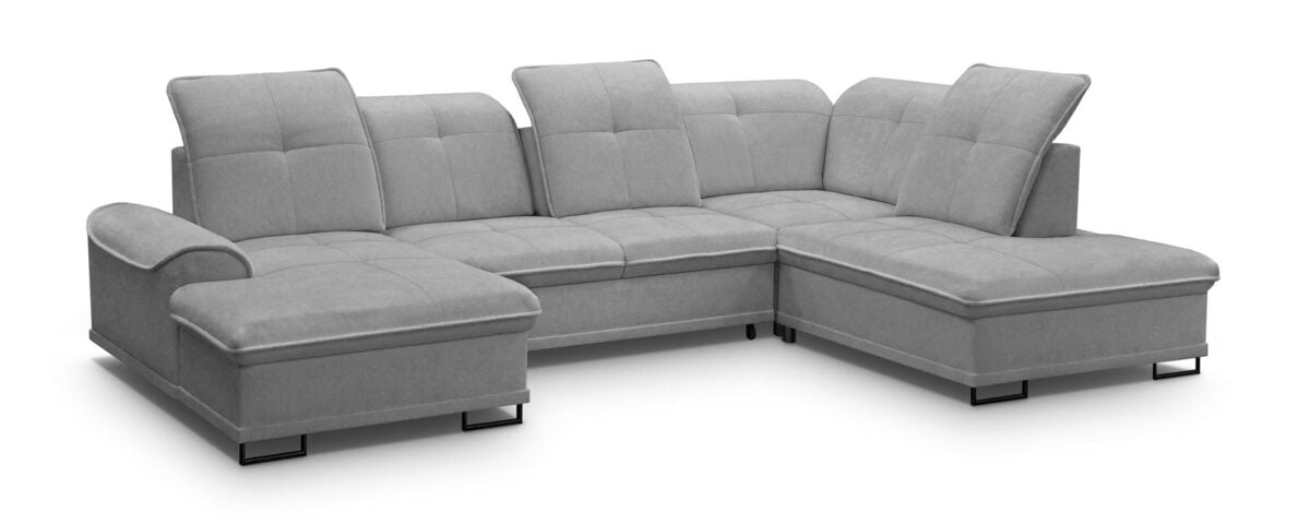PolsterOase Sofa – Boss U Wohnlandschaft mit Schlaffunktion und Bettkasten in Struktur, 346 cm Breite – Ansicht 03