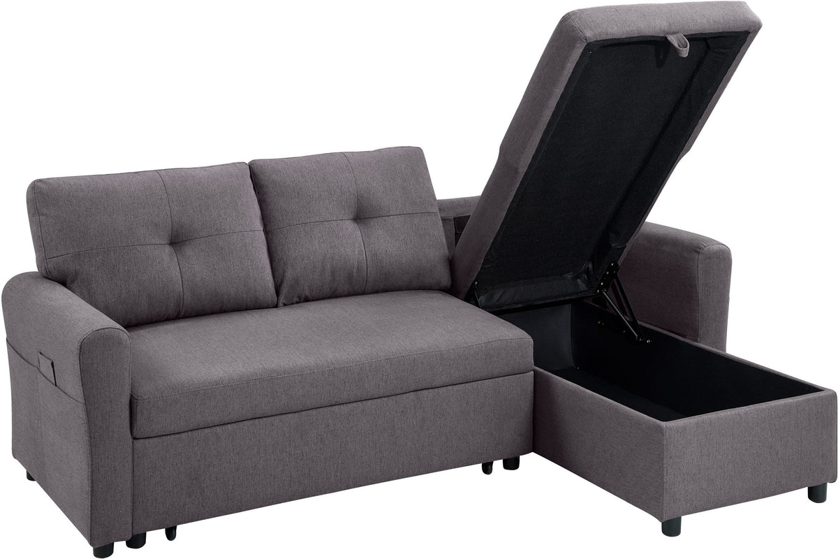 PolsterOase Sofa – Ecksofa mit Schlaffunktion und Bettkasten, 199 cm Breite – Ansicht 04