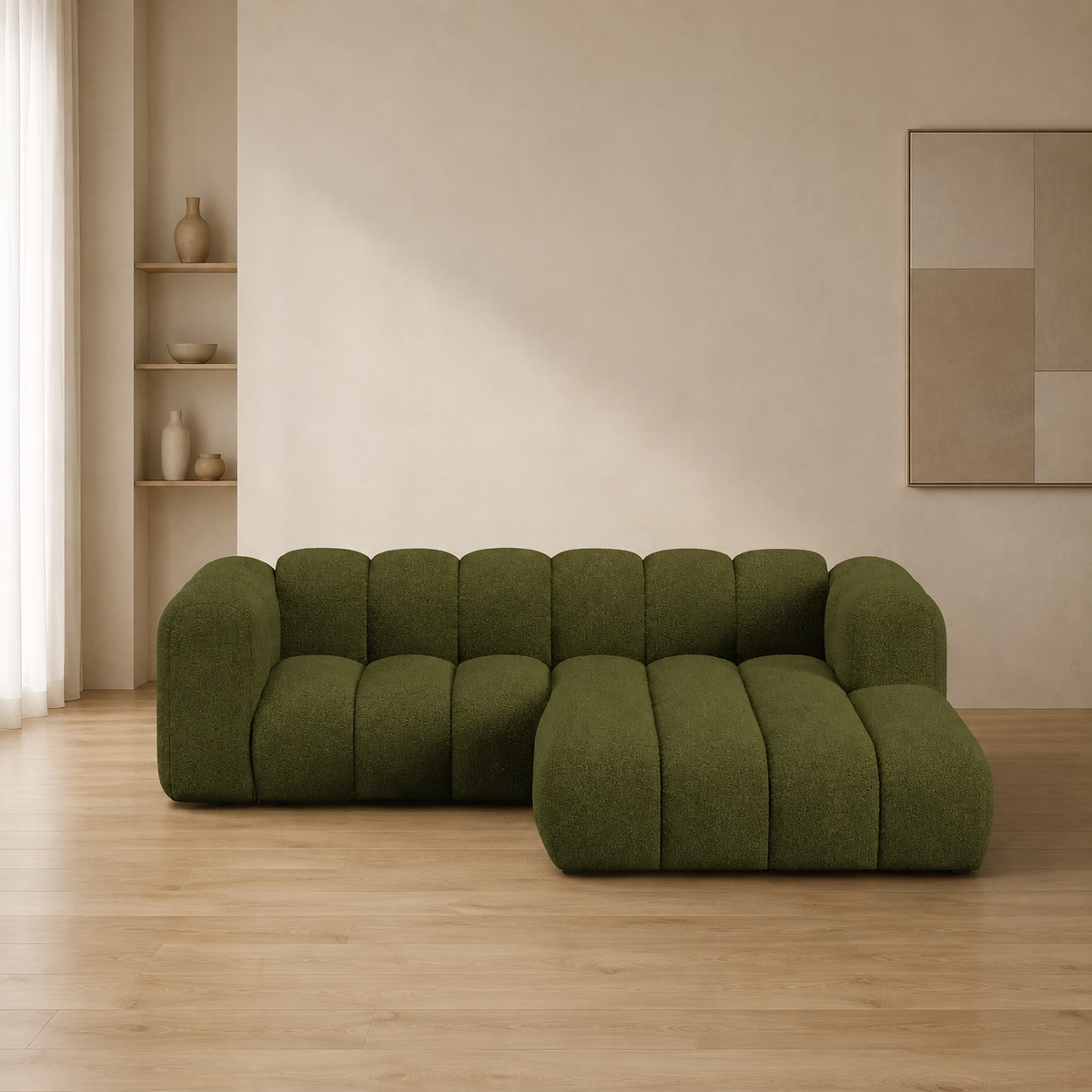 PolsterOase Sofa – Grandé Ecksofa 3-Sitzer in Bouclé, 230 cm Breite – Ansicht 62