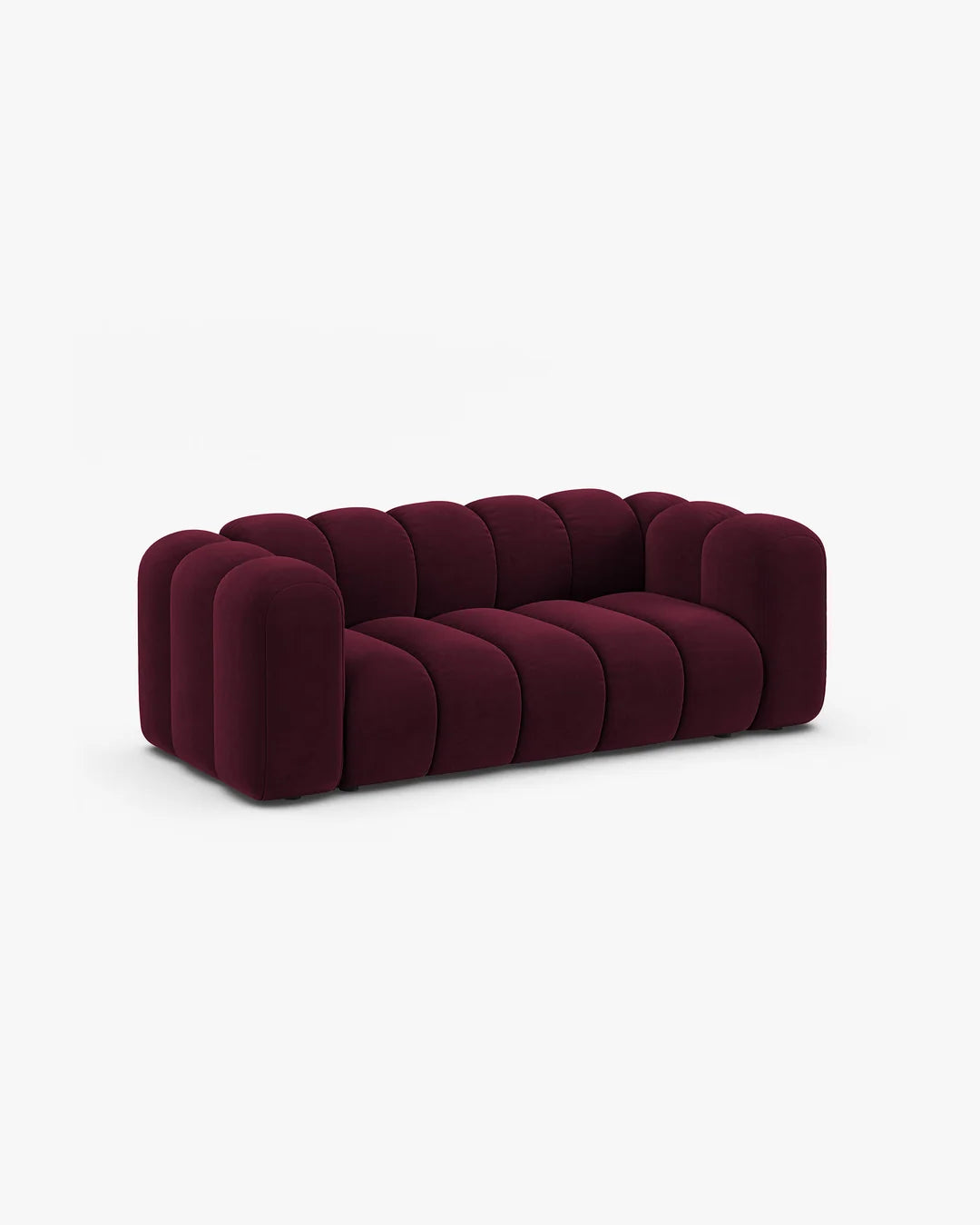 PolsterOase Sofa – Grandé Sofa 2-Sitzer in Samt, 200 cm Breite, Burgund – Seitenansicht
