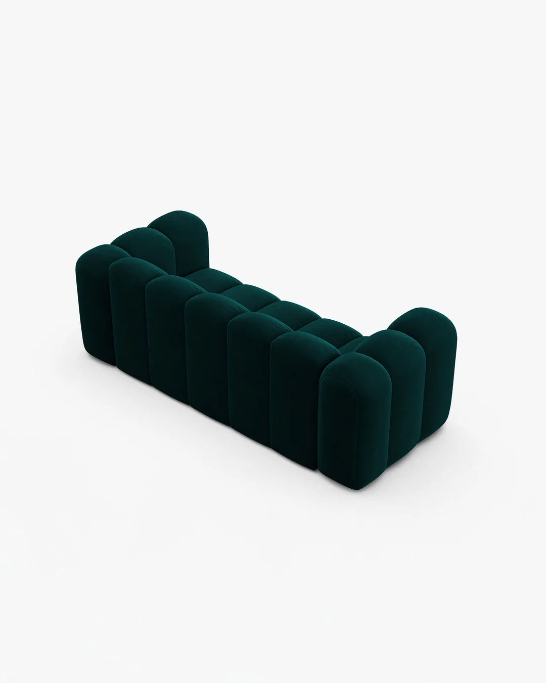PolsterOase Sofa – Grandé Sofa 2-Sitzer in Samt, 200 cm Breite, Deep Petrol – Perspektivische Ansicht