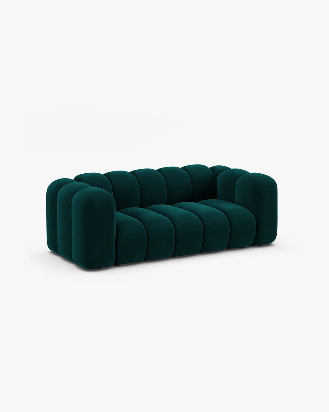 PolsterOase Sofa – Grandé Sofa 2-Sitzer in Samt, 200 cm Breite, Deep Petrol – Seitenansicht