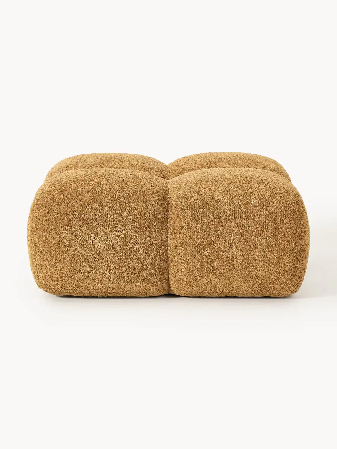 PolsterOase Sofa – Luno Hocker in Bouclé, 90 cm Breite, Gold – Seitenansicht