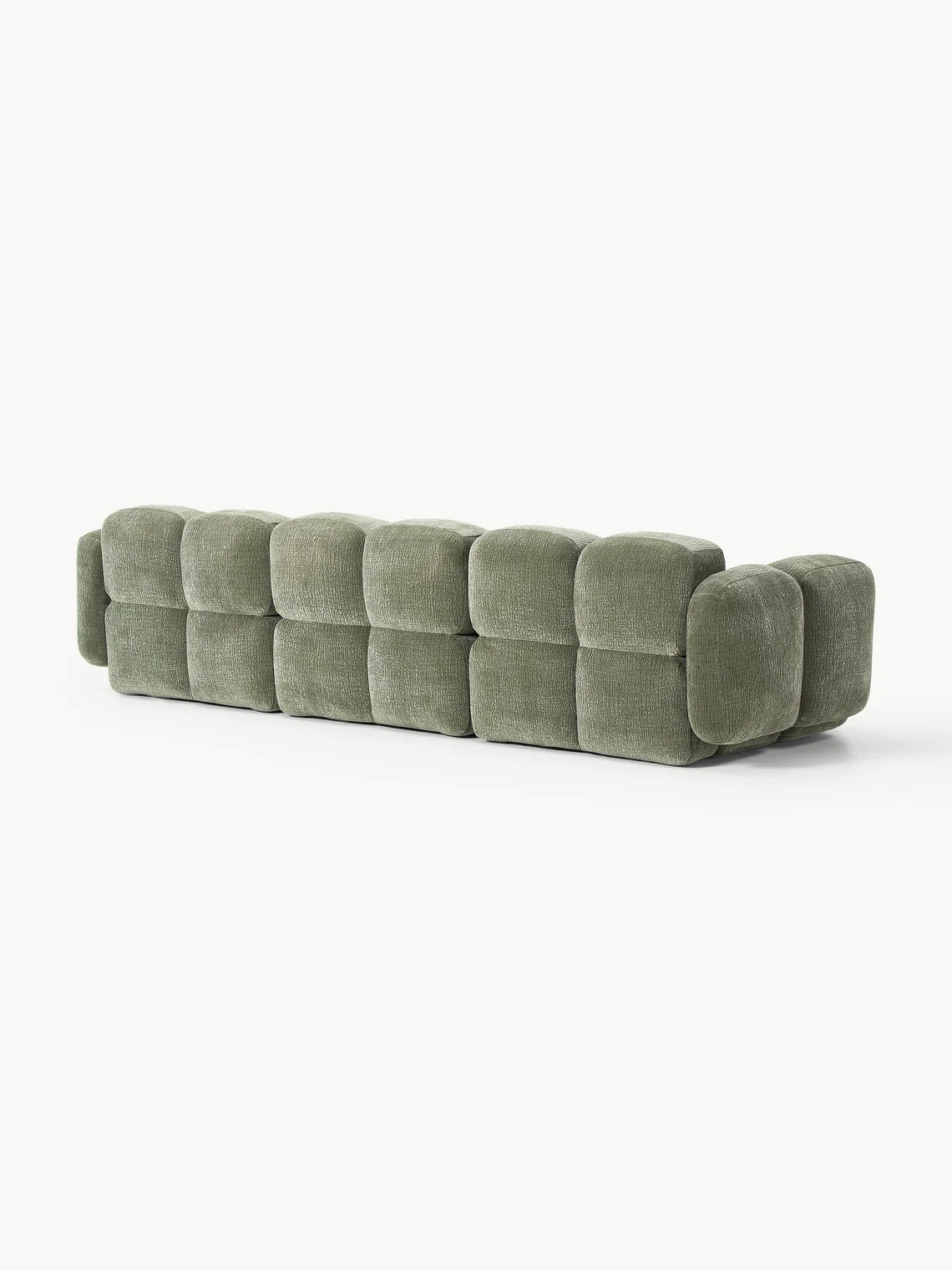 PolsterOase Sofa – Luno Modulsofa 3-Sitzer in Bouclé, 305 cm Breite, Grün – Detailansicht