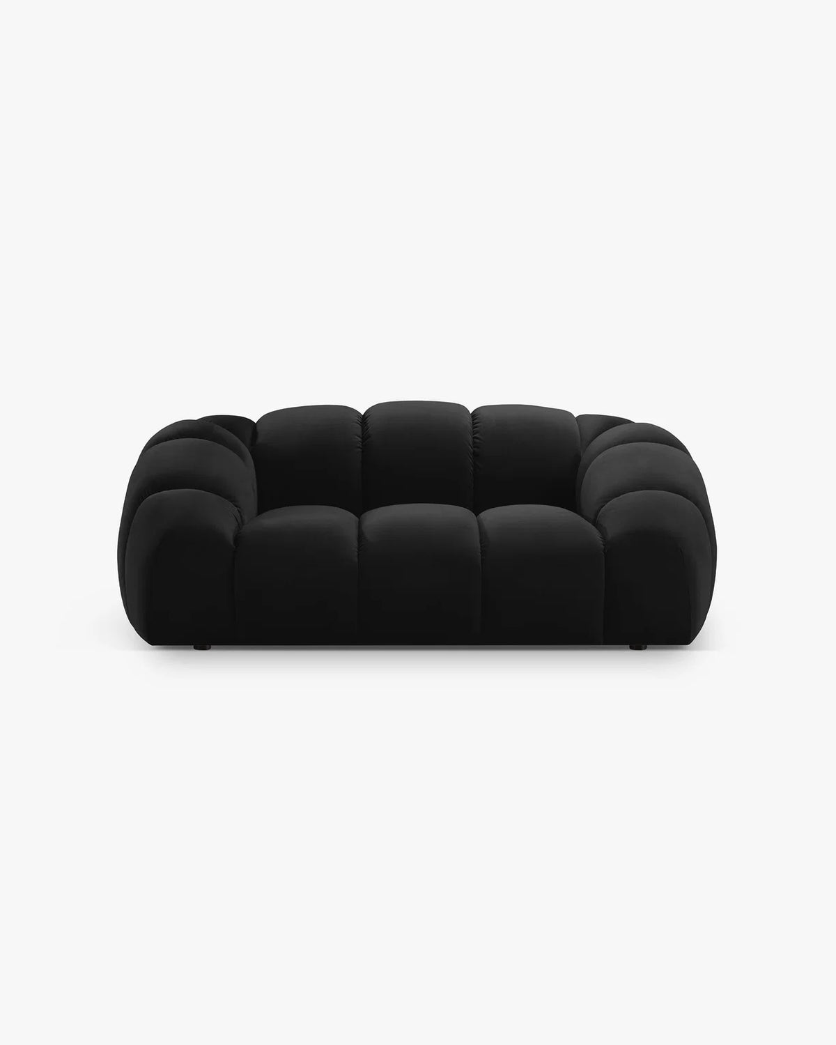 PolsterOase Sofa – Monto Sofa 2-Sitzer in Samt, 200 cm Breite, Schwarz – Frontalansicht