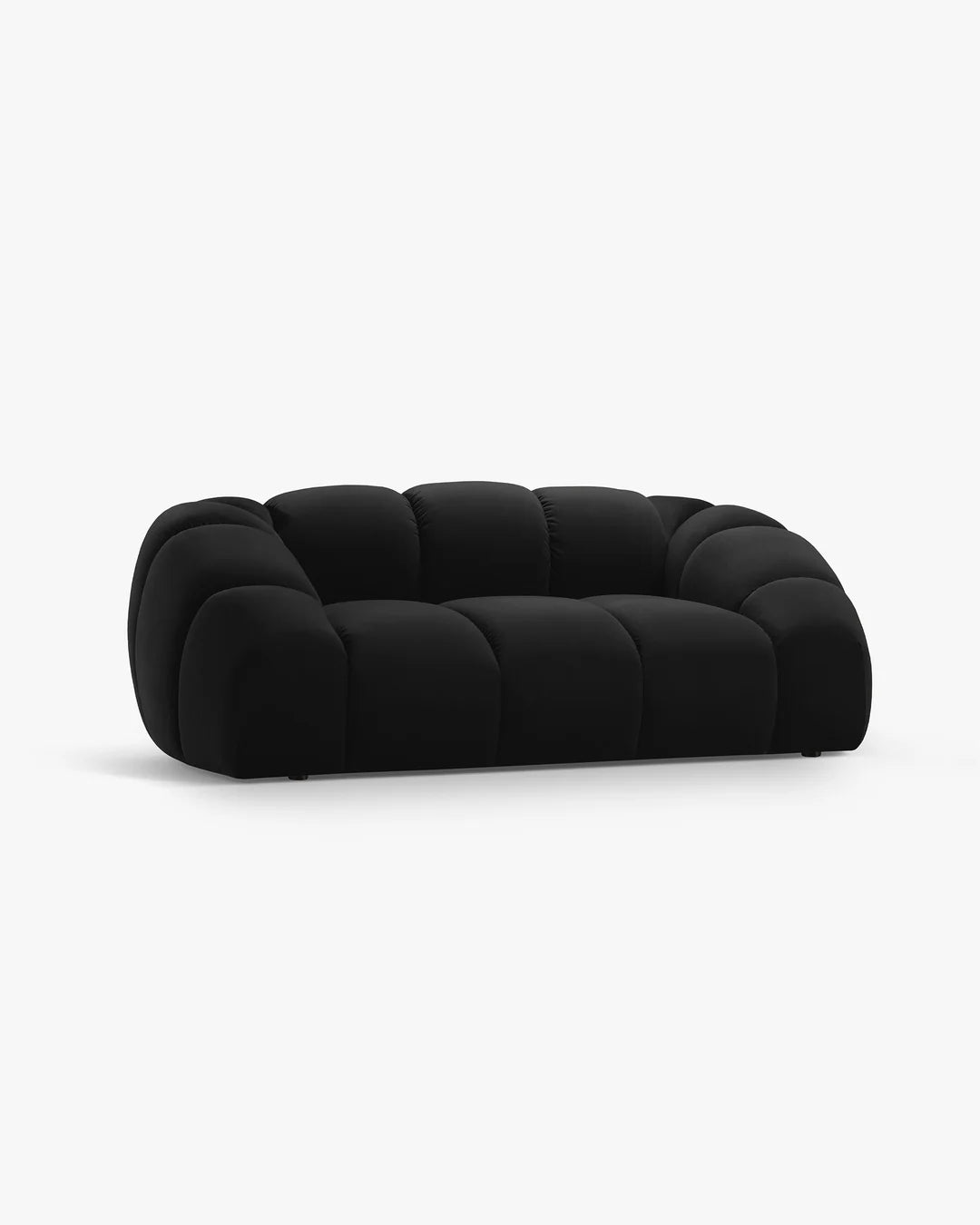 PolsterOase Sofa – Monto Sofa 2-Sitzer in Samt, 200 cm Breite, Schwarz – Seitenansicht
