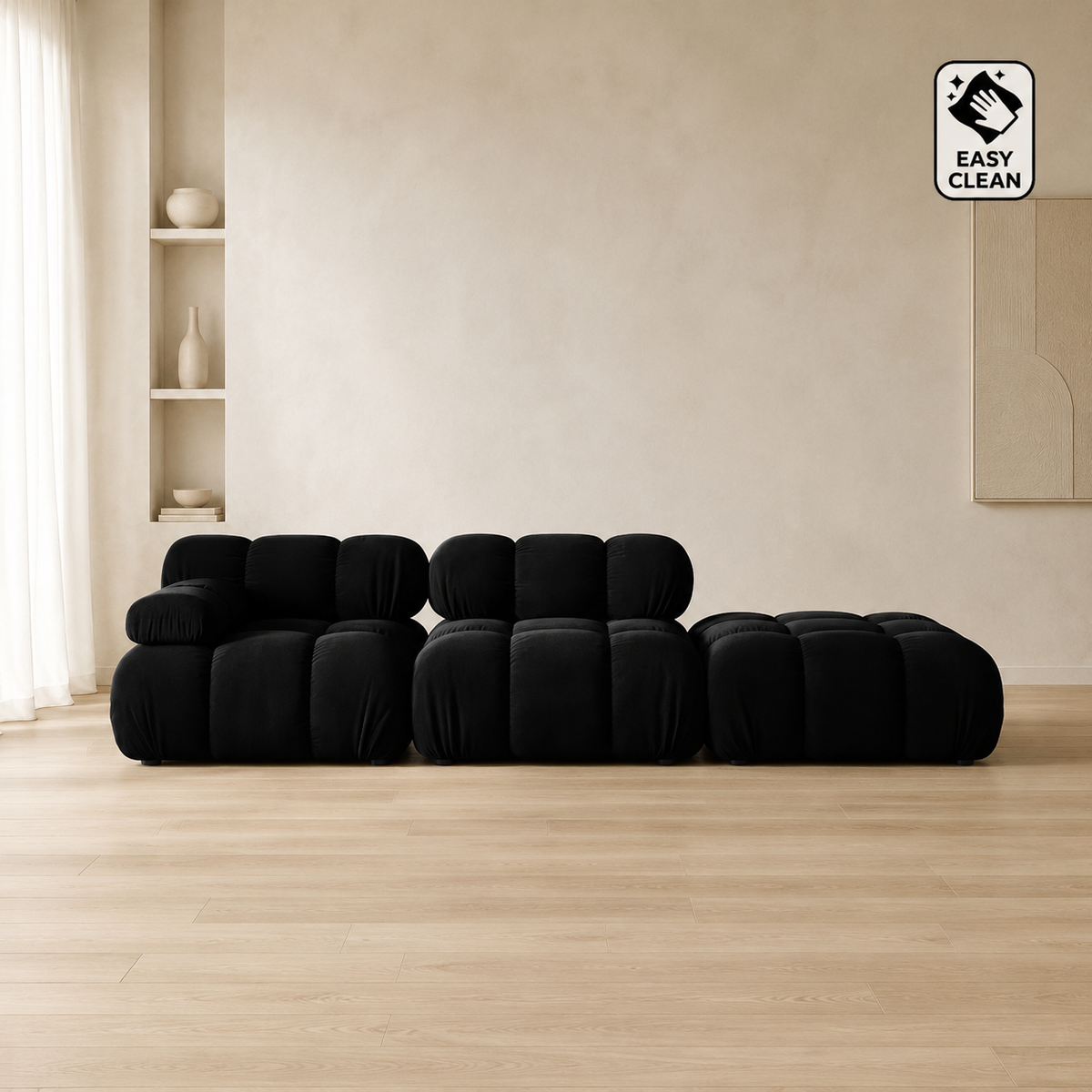 PolsterOase Sofa – Selene Ecksofa 3-Sitzer in Samt, 285 cm Breite – Ansicht 83