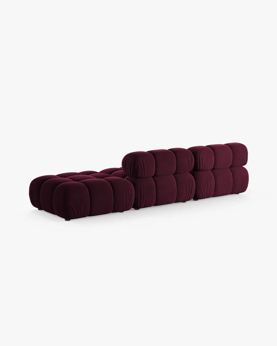 PolsterOase Sofa – Selene Ecksofa 3-Sitzer in Samt, 285 cm Breite, Burgund, Links – Perspektivische Ansicht