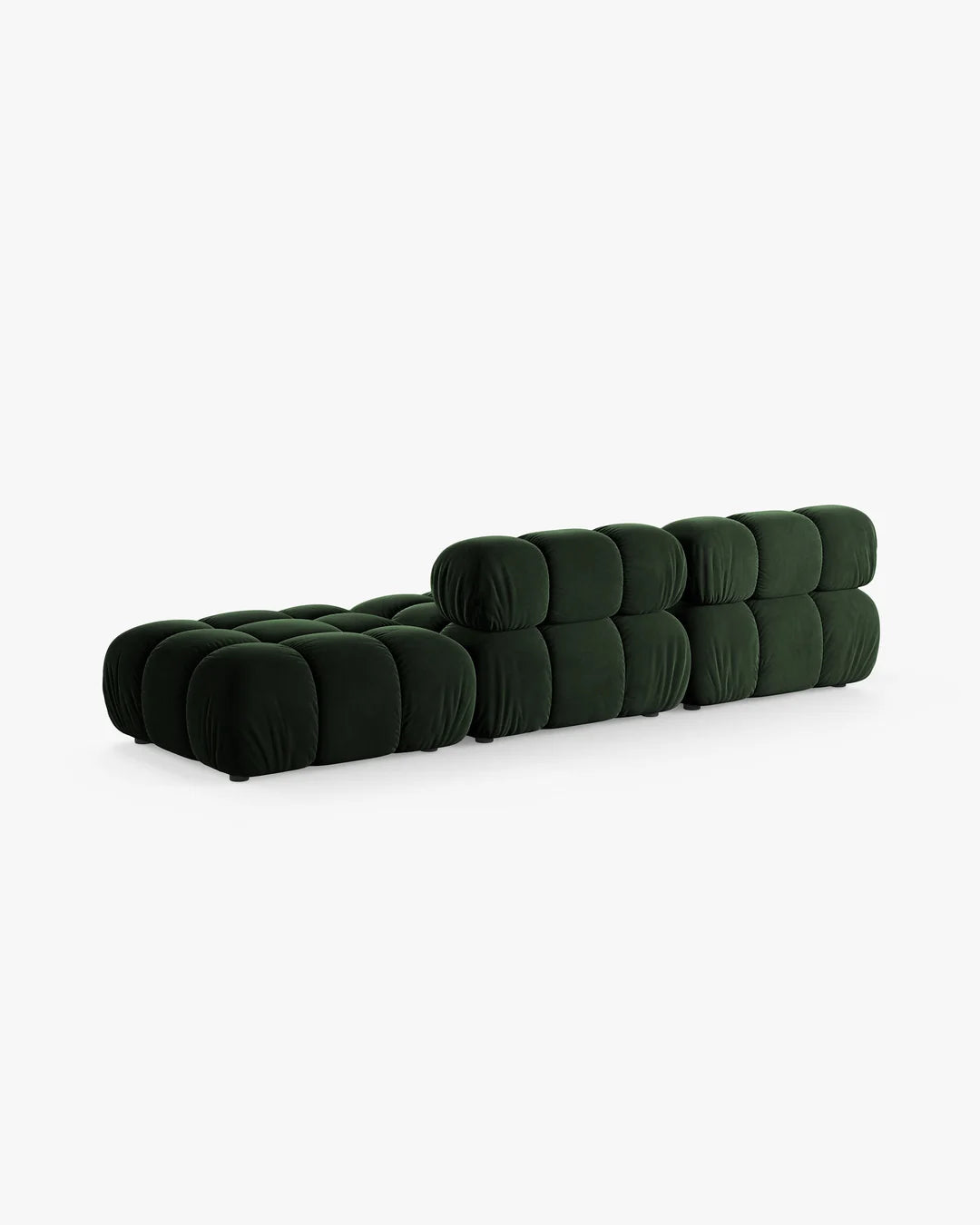 PolsterOase Sofa – Selene Ecksofa 3-Sitzer in Samt, 285 cm Breite, Flaschengrün, Links – Perspektivische Ansicht