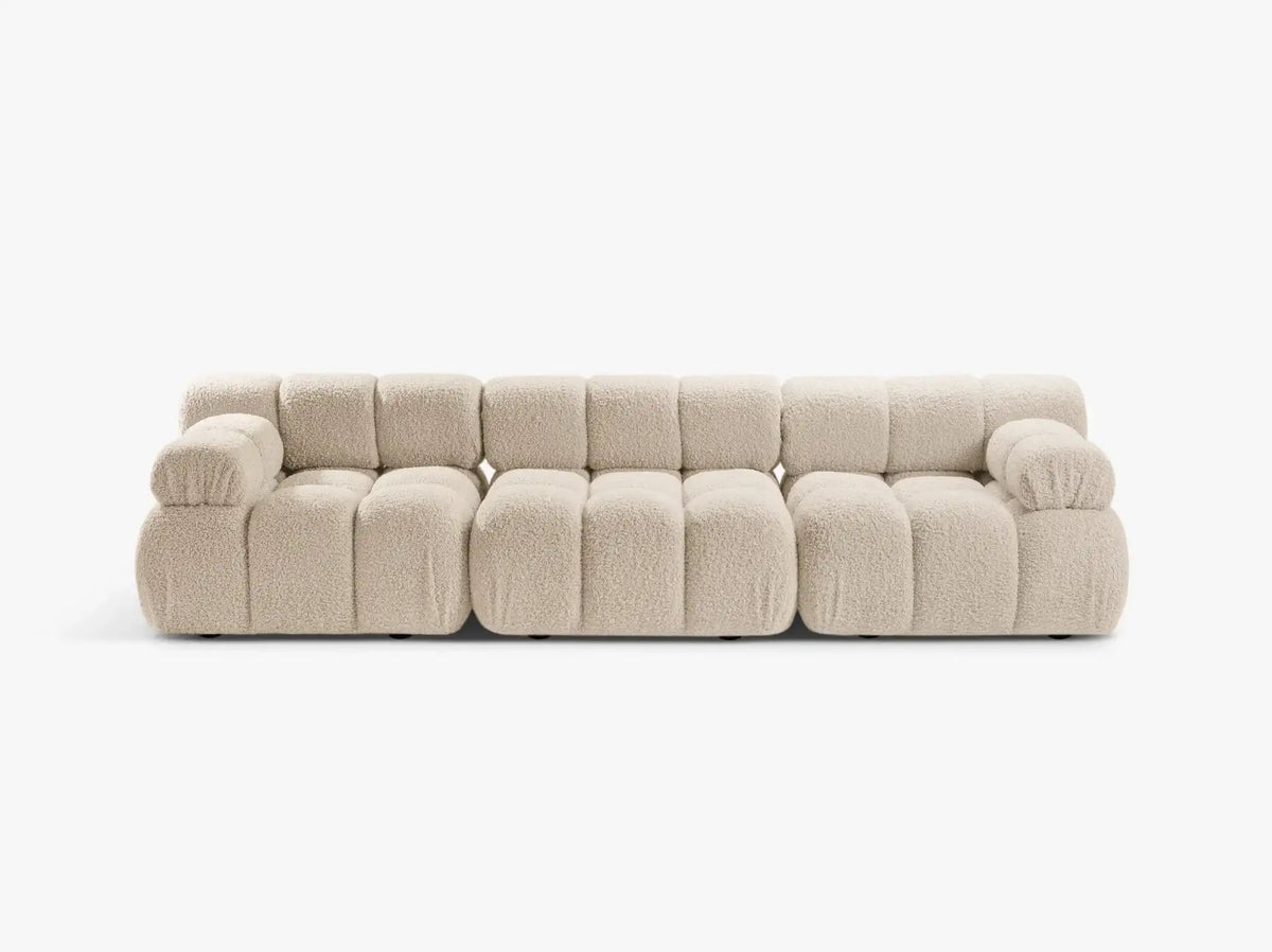 PolsterOase Sofa – Selene Sofa 3-Sitzer in Bouclé, 285 cm Breite, Beige – Frontalansicht
