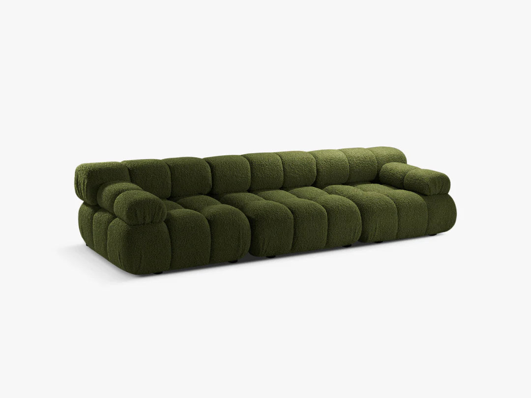 PolsterOase Sofa – Selene Sofa 3-Sitzer in Bouclé, 285 cm Breite, Grün – Seitenansicht