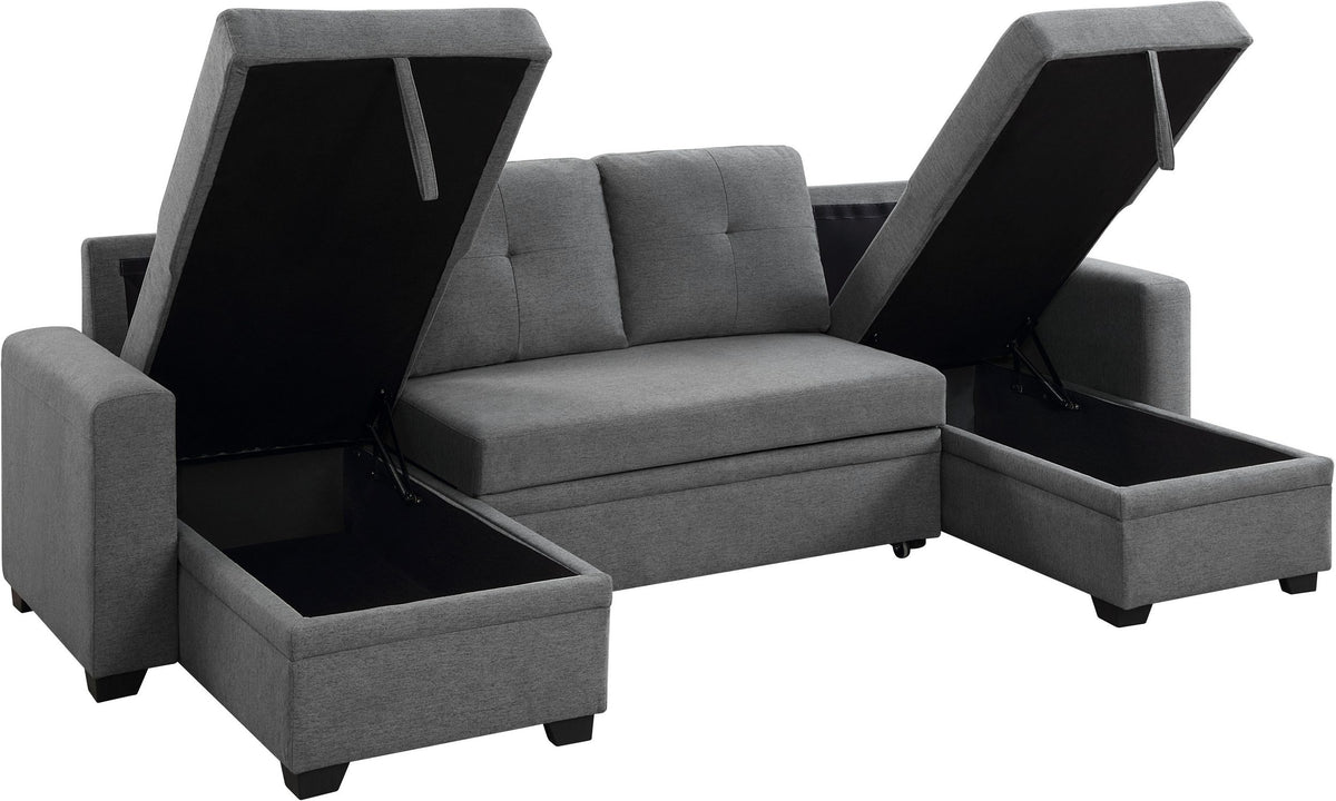 PolsterOase Sofa – Sofa Wohnlandschaft mit Schlaffunktion + Bettkasten, 282 cm Breite - Nr. 03
