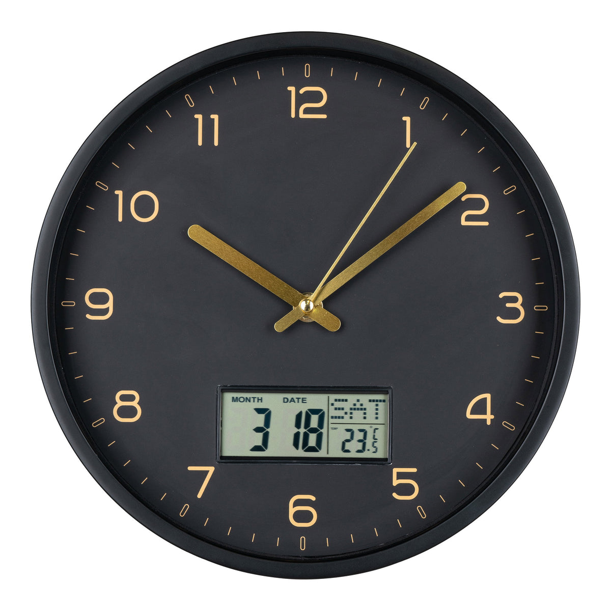 PolsterOase Uhr - Amiens digitale Wanduhr mit leisem Uhrwerk, Schwarz, Ø 25 cm – Ansicht 01
