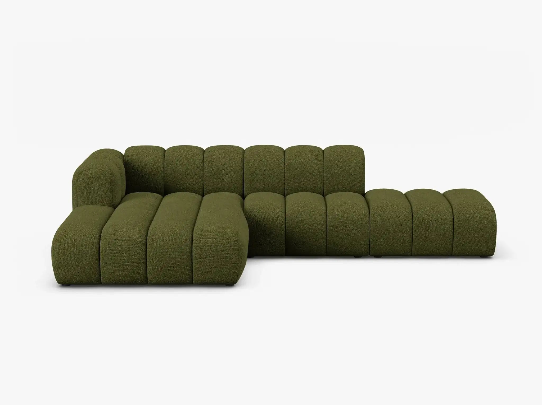 PolsterOase Grandé Ecksofa (links) in Bouclé, 299 cm Breite - Modulsofa -1 #Variant_Grün
