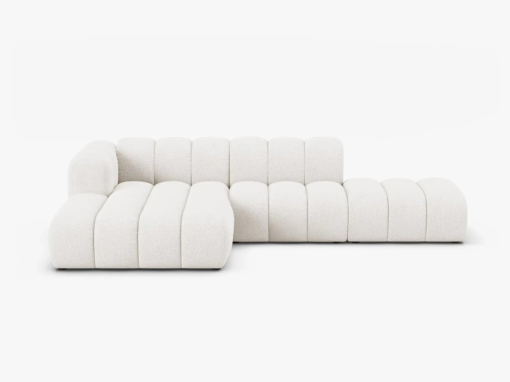 PolsterOase Grandé Ecksofa (links) in Bouclé, 299 cm Breite - Modulsofa -1 #Variant_Weiß