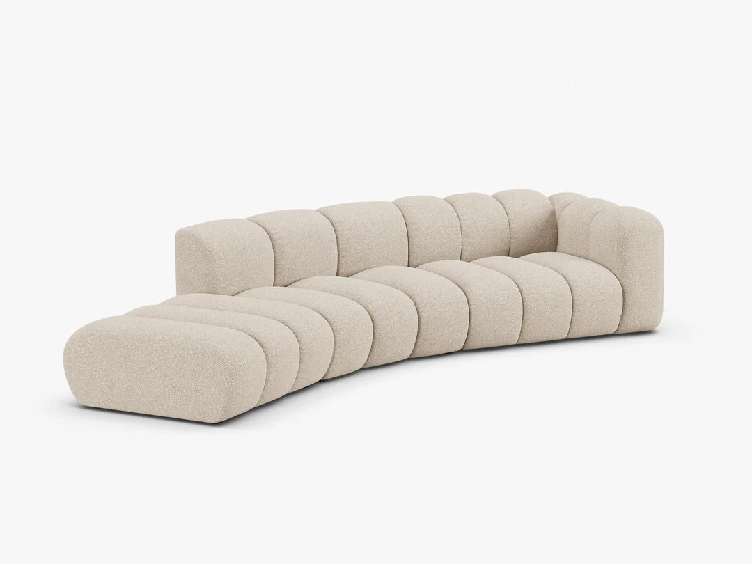 PolsterOase Grandé abgerundet Sofa (links) in Bouclé, 335 cm Breite - Modulsofa -2 #Variant_Beige