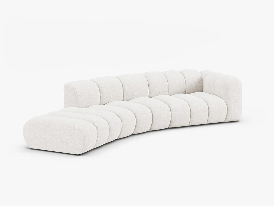 PolsterOase Grandé abgerundet Sofa (links) in Bouclé, 335 cm Breite - Modulsofa -2 #Variant_Weiß