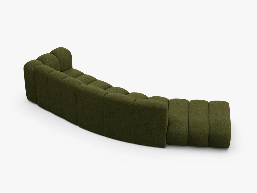PolsterOase Grandé abgerundet Sofa (links) in Bouclé, 335 cm Breite - Modulsofa -3 #Variant_Grün
