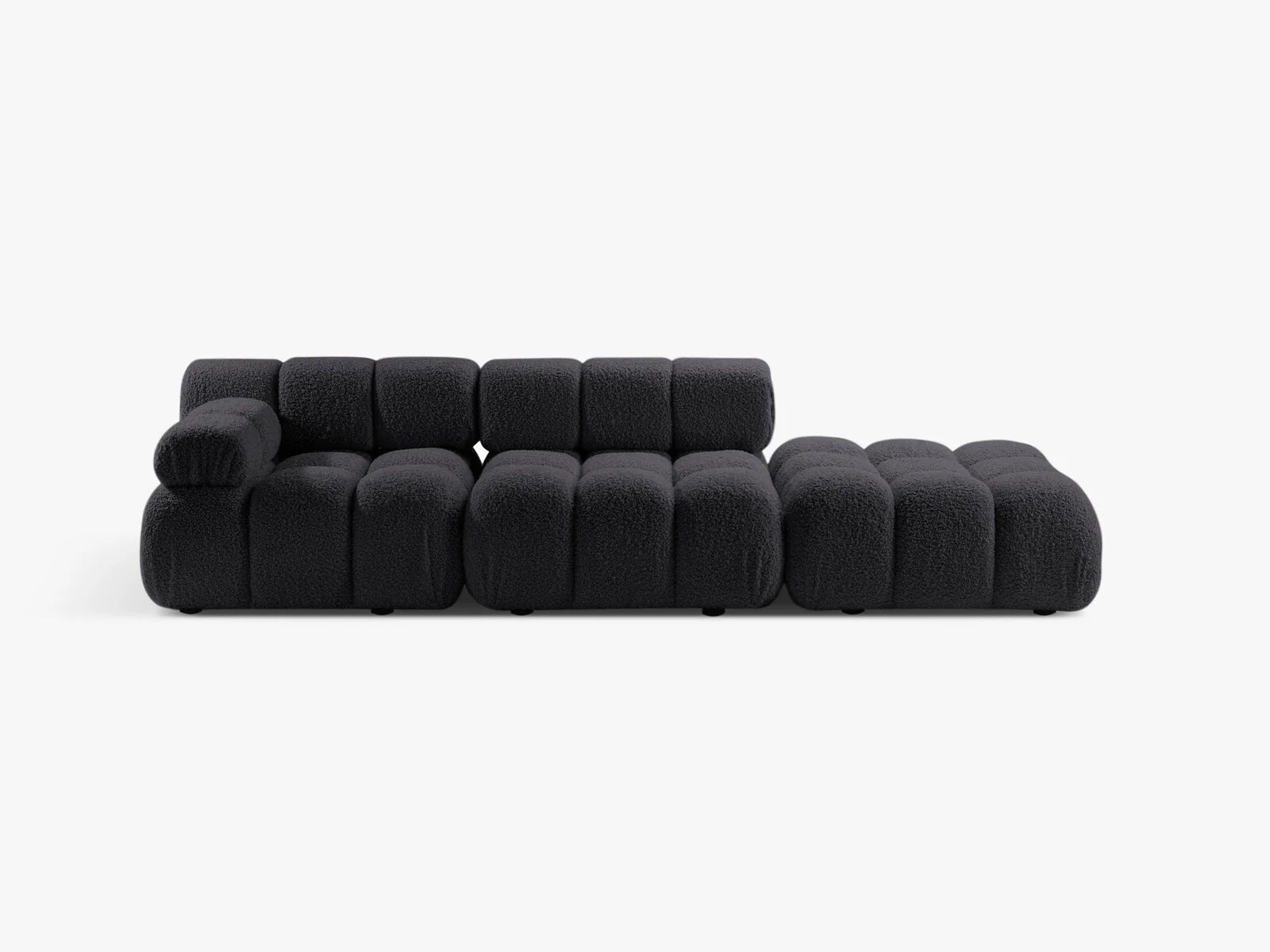 PolsterOase Selene 4-Sitzer Sofa (links) in Bouclé, 282 cm Breite - Modulsofa -1 #Variant_Schwarz