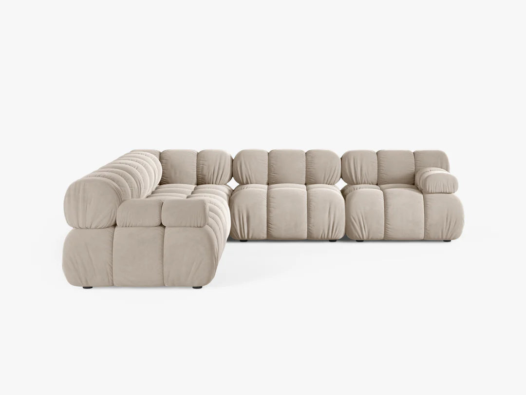 PolsterOase Selene Ecksofa (beidseitig) in Samt, 282 cm Breite - Modulsofa -2 #Variant_Beige