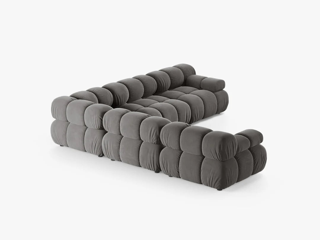 PolsterOase Selene Ecksofa (beidseitig) in Samt, 282 cm Breite - Modulsofa -3 #Variant_Grau