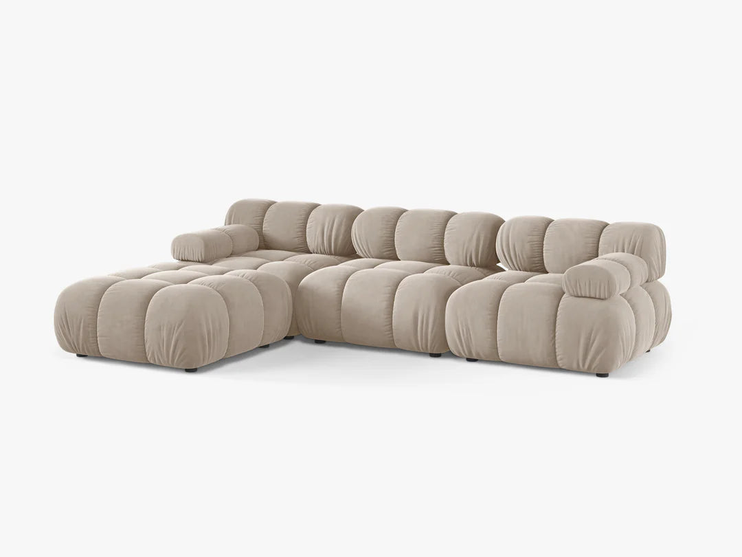 PolsterOase Selene Ecksofa (links) in Samt, 282 cm Breite - Modulsofa -2 #Variant_Beige