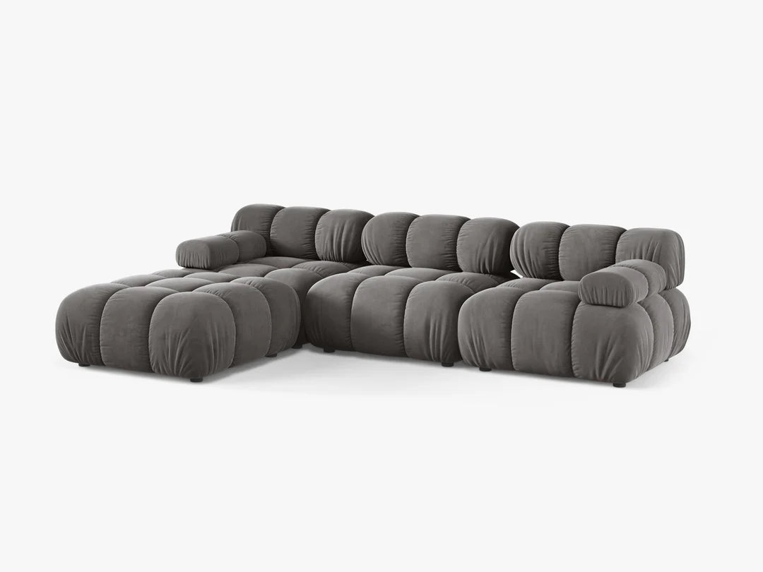 PolsterOase Selene Ecksofa (links) in Samt, 282 cm Breite - Modulsofa -2 #Variant_Grau
