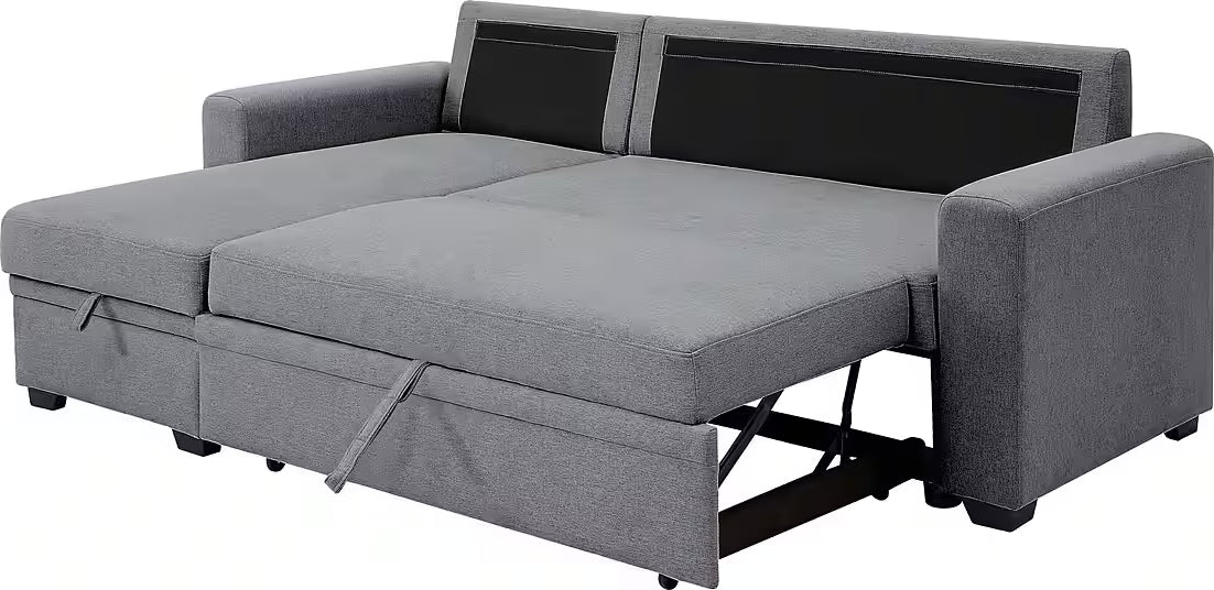 PolsterOase Sofa Ecksofa in Struktur, 199 cm Breite -2 #Variant_Grau-Links