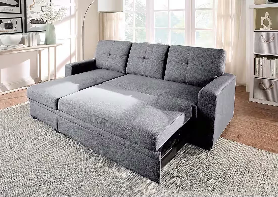 PolsterOase Sofa Ecksofa in Struktur, 199 cm Breite -5 #Variant_Grau-Links