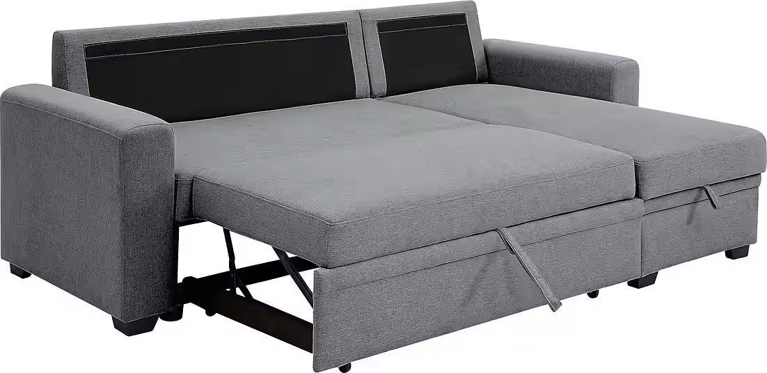 PolsterOase Sofa Ecksofa in Struktur, 199 cm Breite -6 #Variant_Grau-Rechts