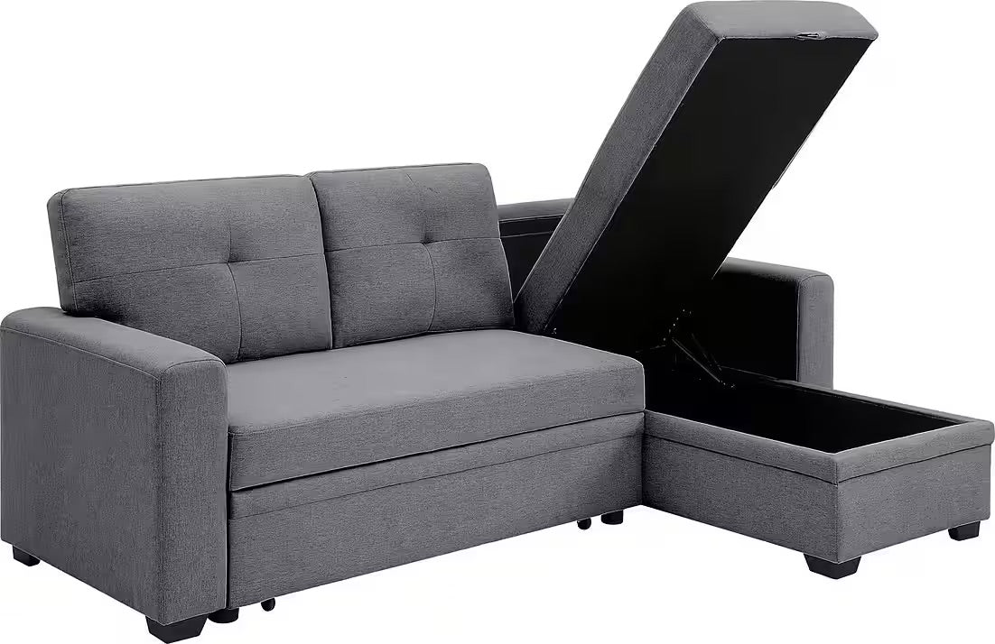 PolsterOase Sofa Ecksofa in Struktur, 199 cm Breite -7 #Variant_Grau-Rechts