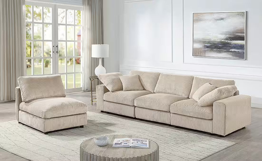 PolsterOase Sofa Modulsofa in Cord, 352 cm Breite -4