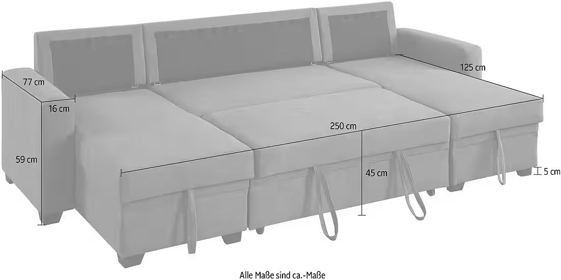 PolsterOase Sofa Wohnlandschaft in Struktur, 282 cm Breite -8