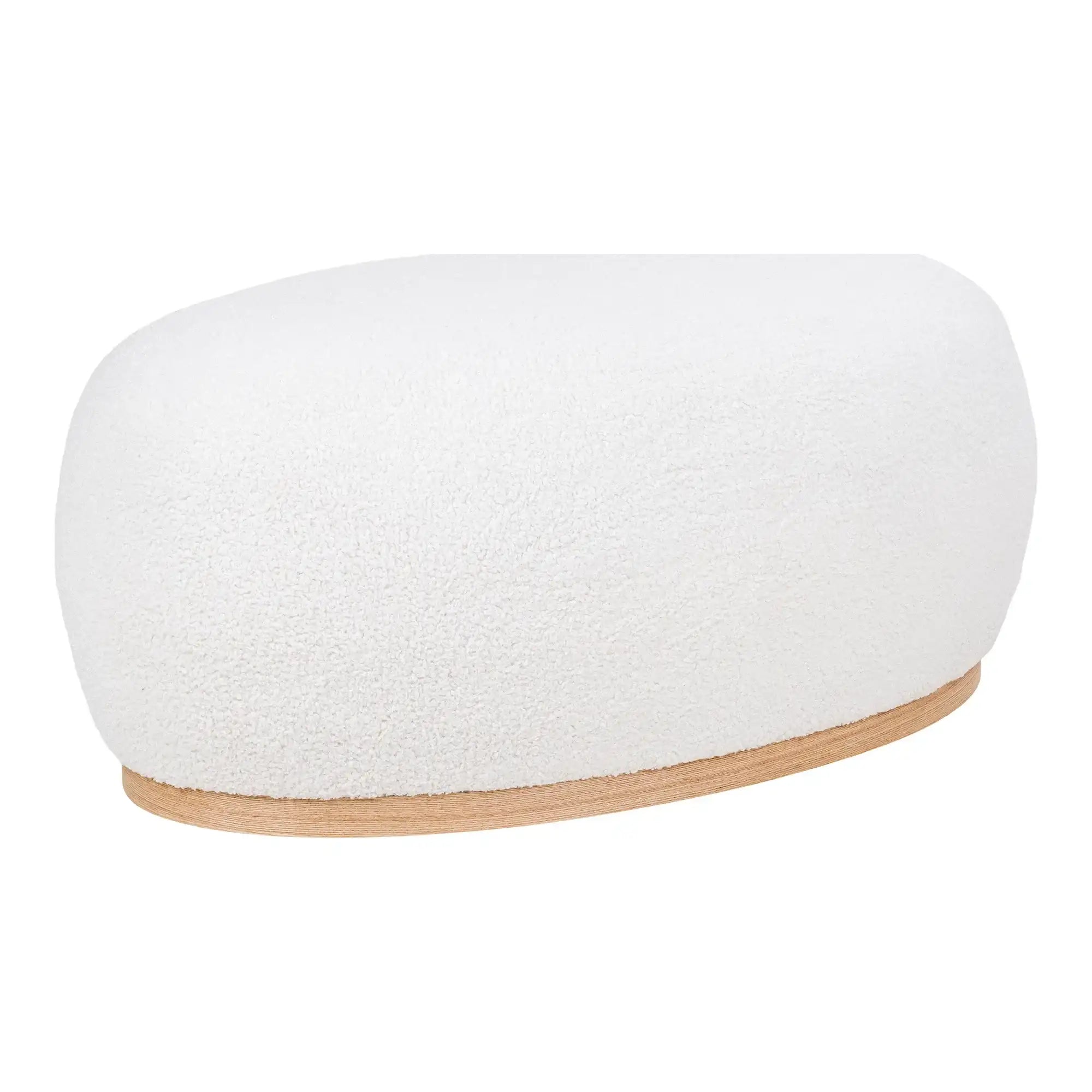 Pouf in Weiß Bouclé 88,5 cm – Moderner Sitzhocker im skandinavischen Stil