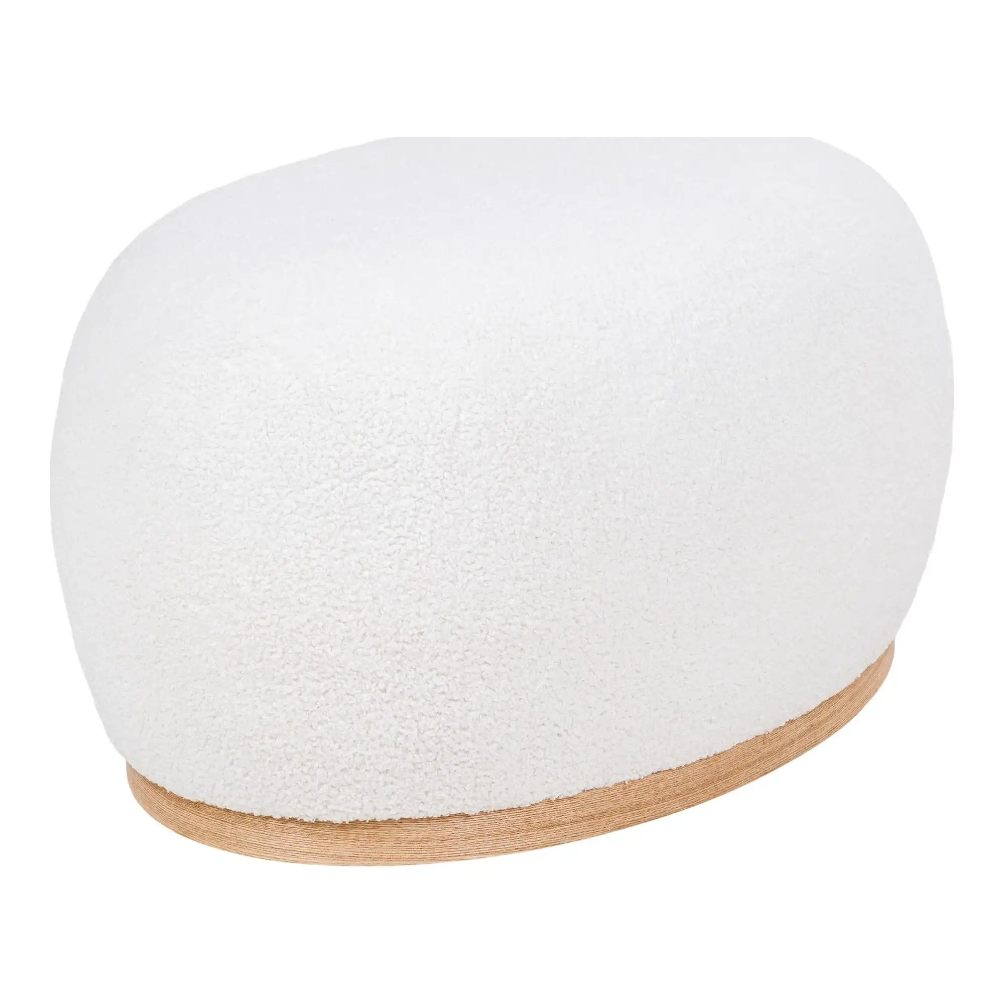 Pouf in Weiß Bouclé 88,5 cm – Moderner Sitzhocker im skandinavischen Stil
