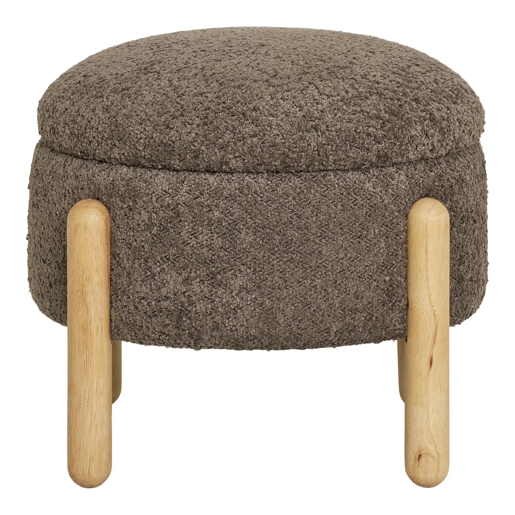 Pouf mit Stauraum in Braun Ø45 cm – Moderner Sitzhocker im skandinavischen Stil