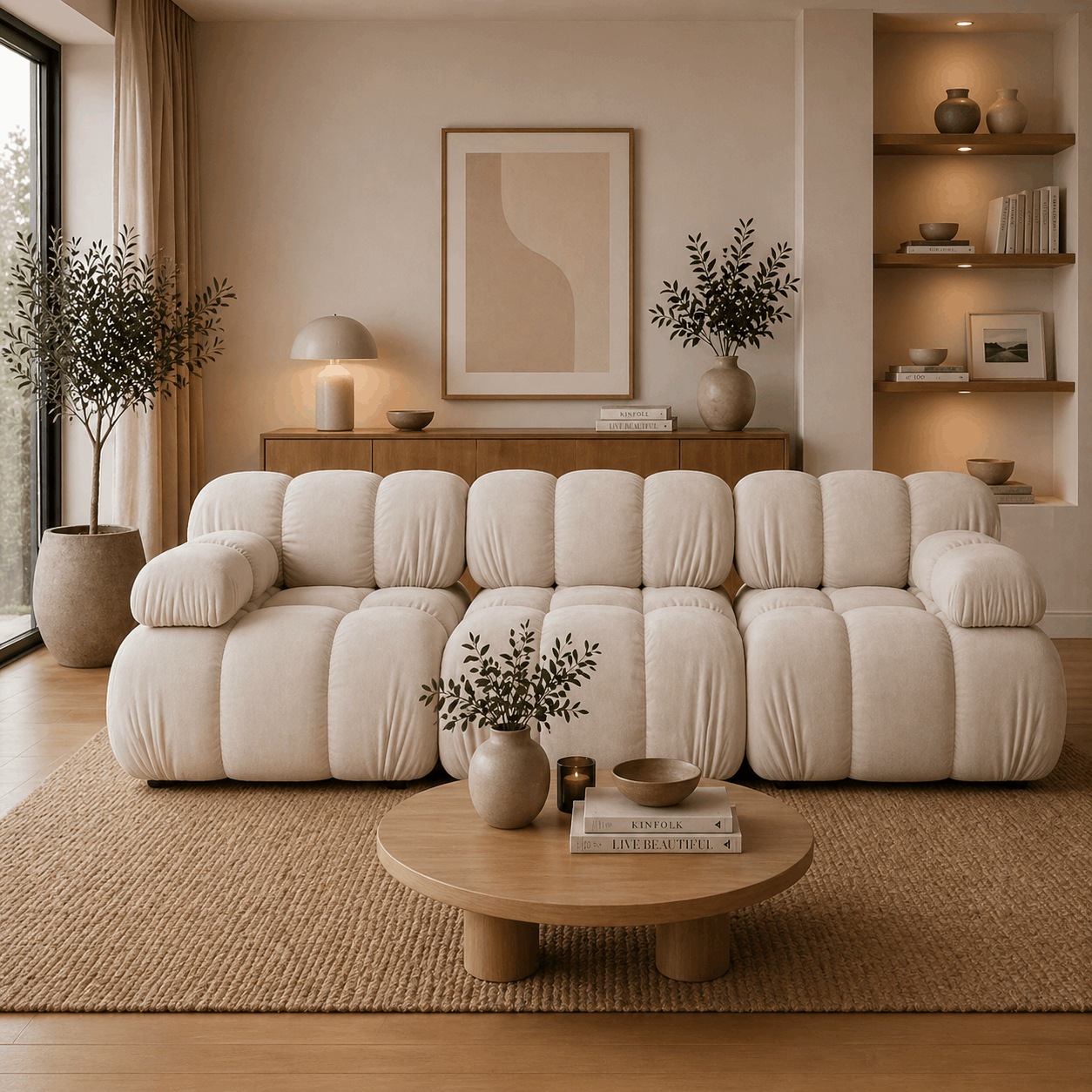 Selene 3-Sitzer Sofa in Samt, 282 cm Breite - Modulsofa