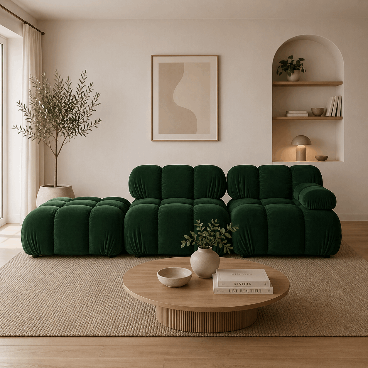 Selene 4-Sitzer Sofa (rechts) in Samt, 282 cm Breite - Modulsofa