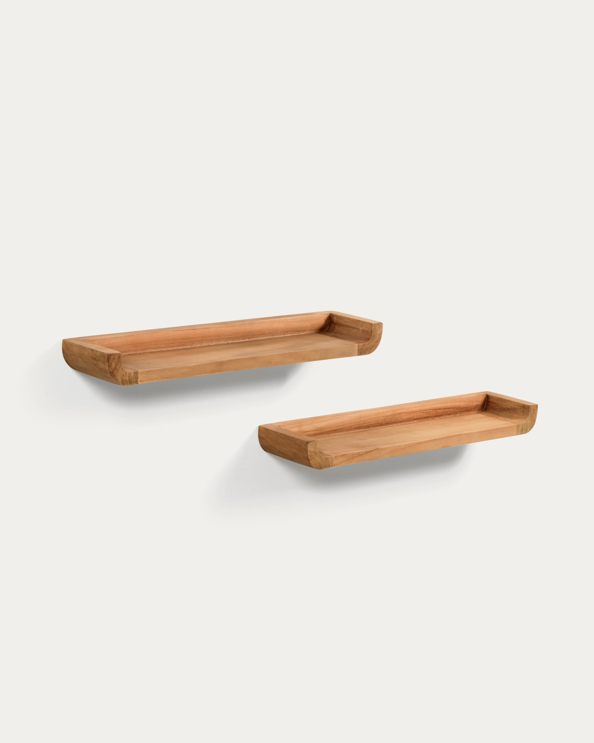 Shamel Wandregal Set (2er) aus massivem Teakholz – Feuchtigkeitsresistent & Spa-Design