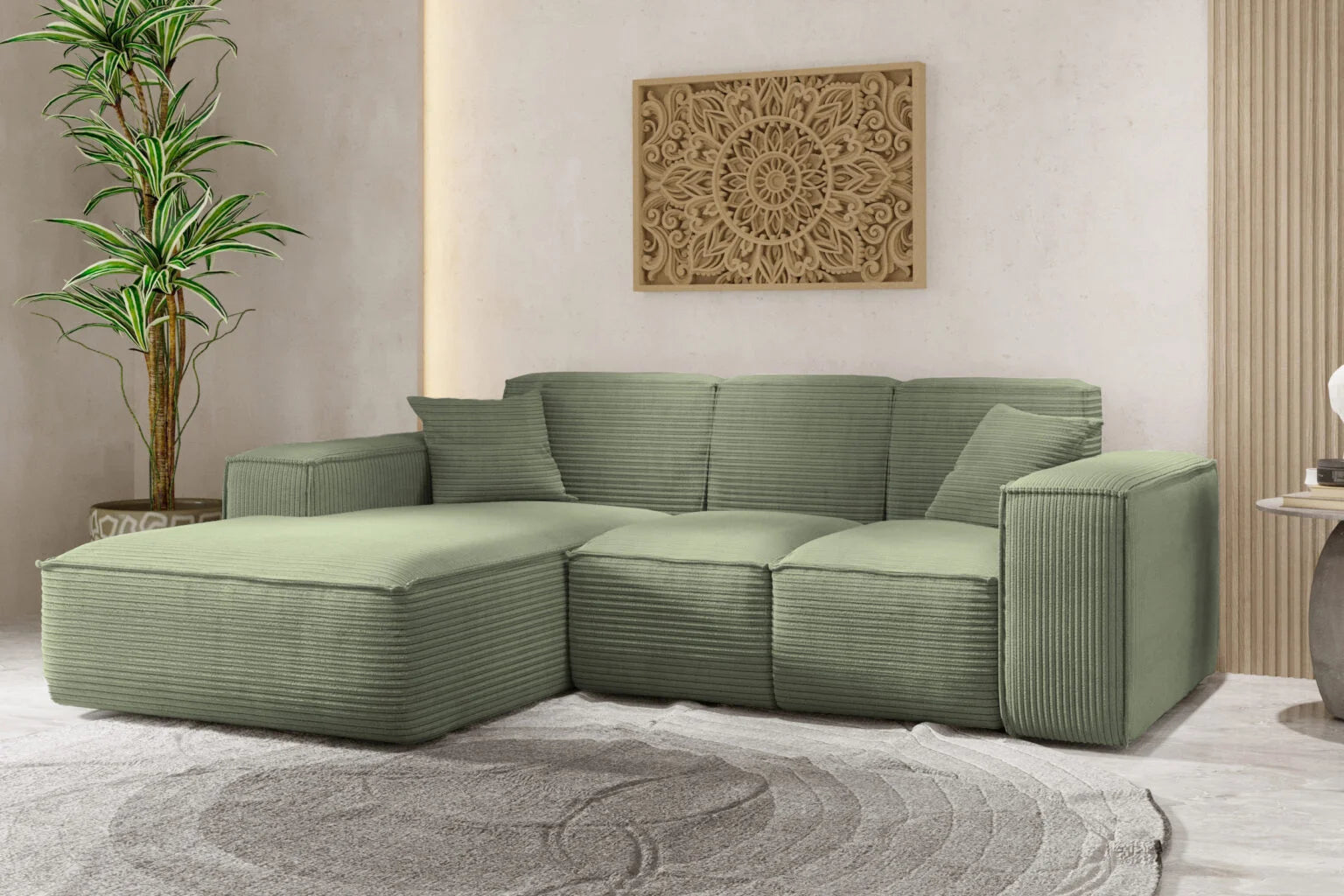 Sofa Ecksofa in Cord #Variant_Hellgrün-Links