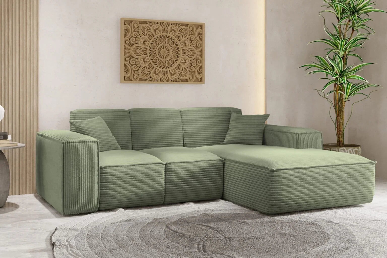 Sofa Ecksofa in Cord #Variant_Hellgrün-Rechts