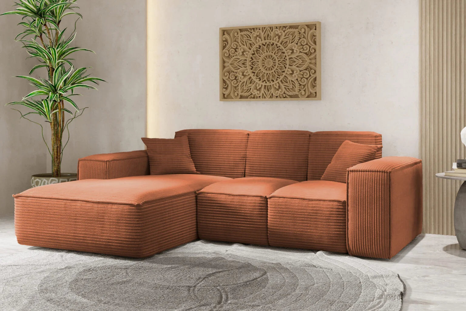 Sofa Ecksofa in Cord #Variant_Kupfer-Links