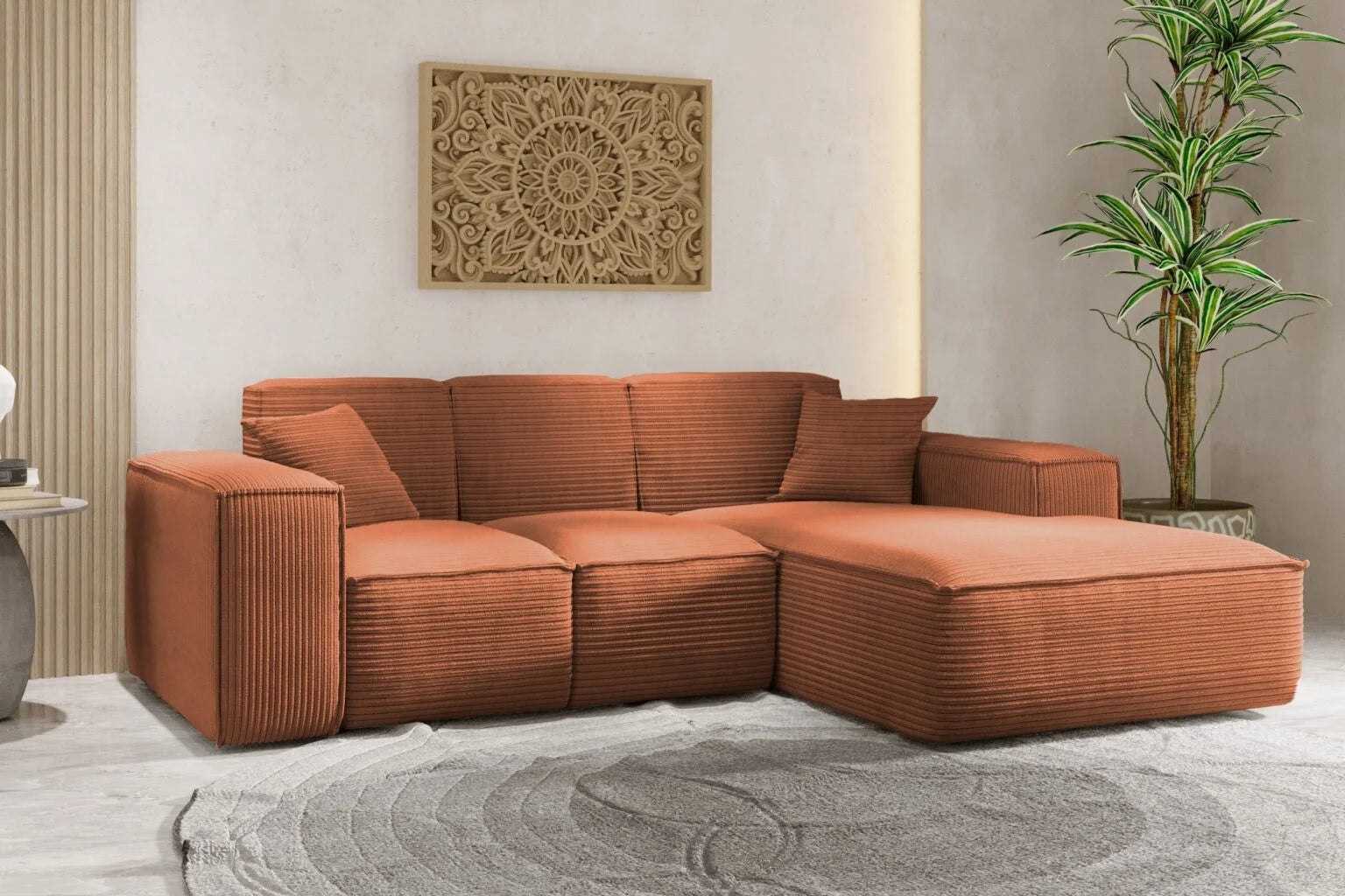 Sofa Ecksofa in Cord #Variant_Kupfer-Rechts