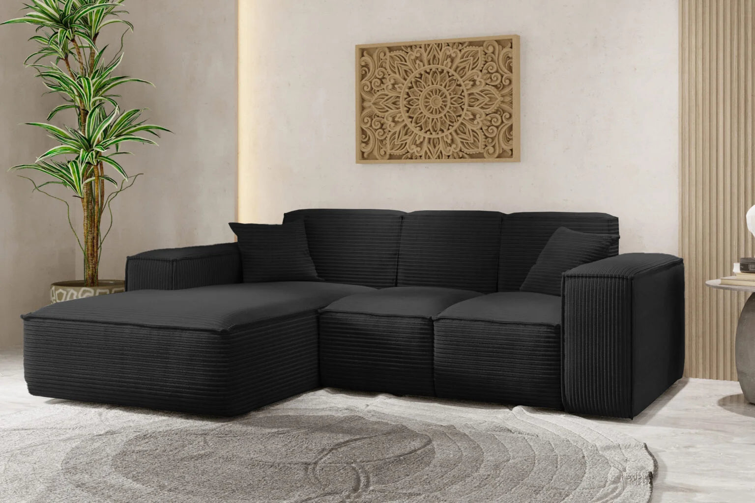 Sofa Ecksofa in Cord #Variant_Schwarz-Links