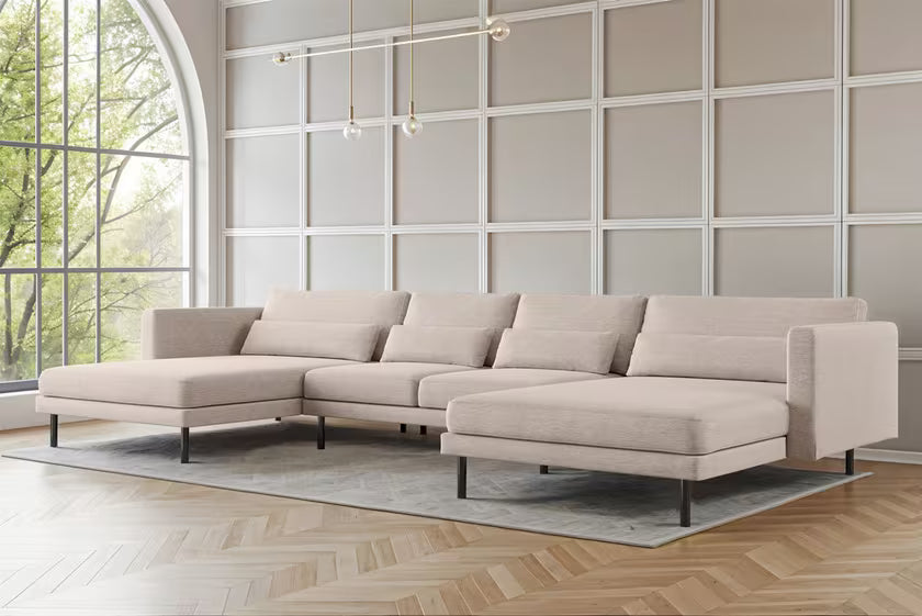 Sofa Wohnlandschaft Dani in Stoff, 391 cm Breite #Variant_Beige