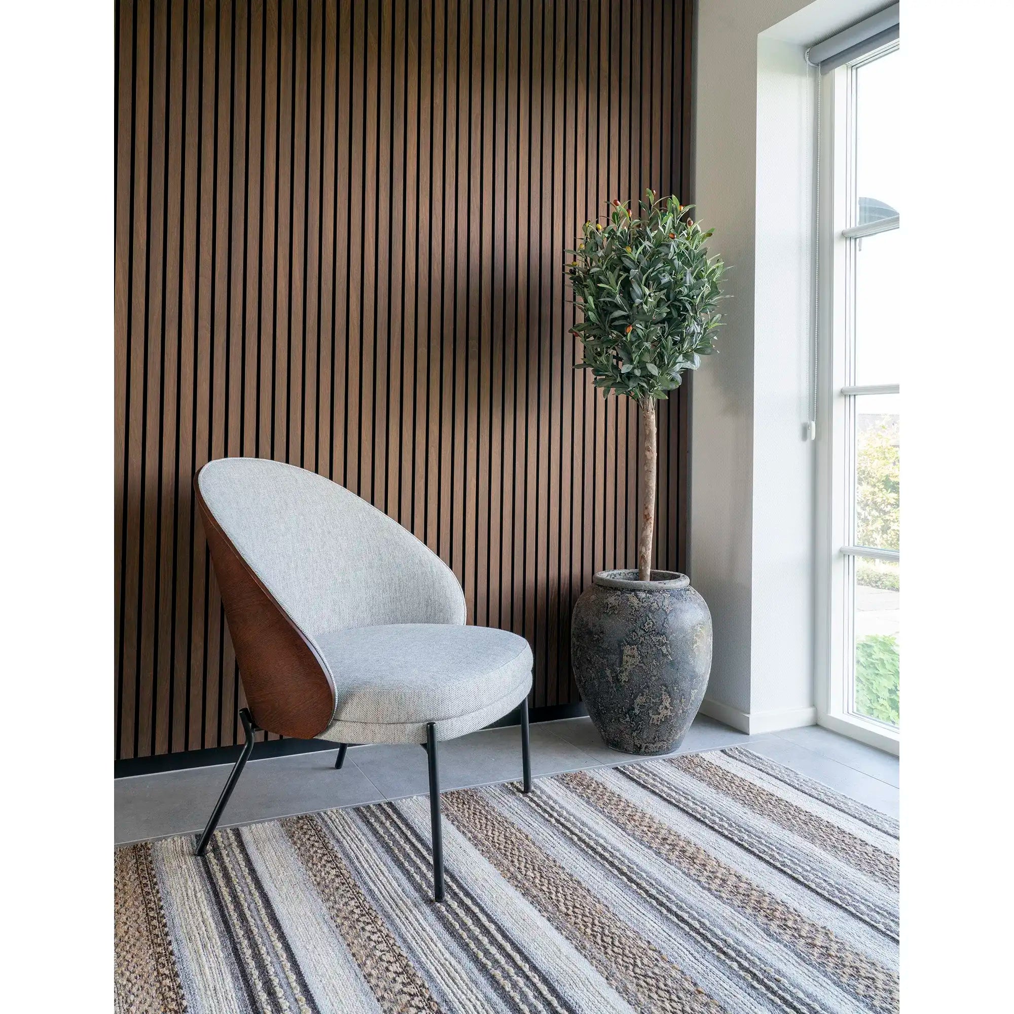 Teppich Natur/Grau 160x230 cm – Handgewebter Woll-Jute Teppich im skandinavischen Stil