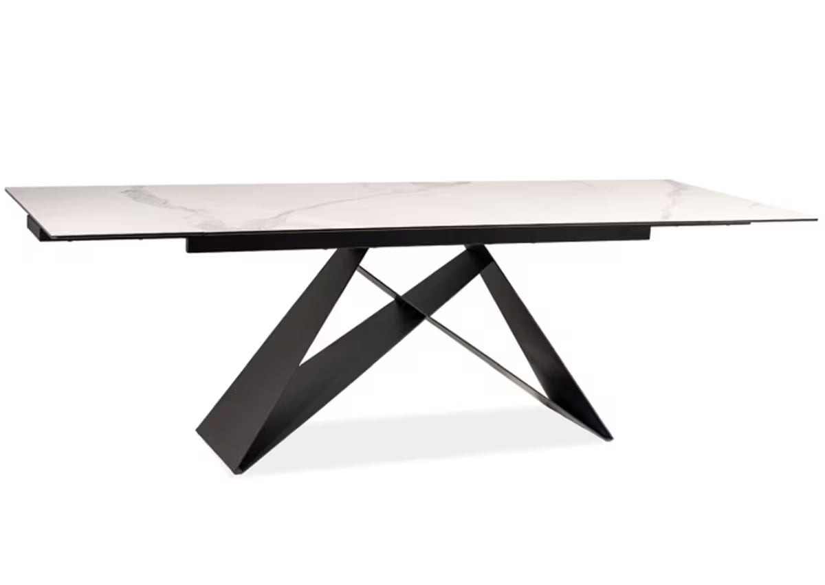 VEVANO Esstisch 160–240 cm – Design Keramiktisch ausziehbar (Rostfarben / Schwarz Matt)